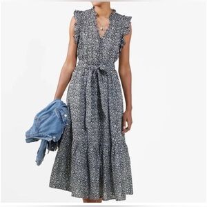 Outerknown Canyon 100% cotton Black and White Floral Maxi Dress